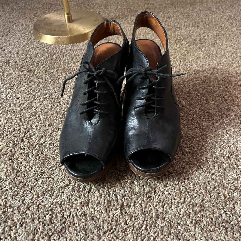 Black leather heels